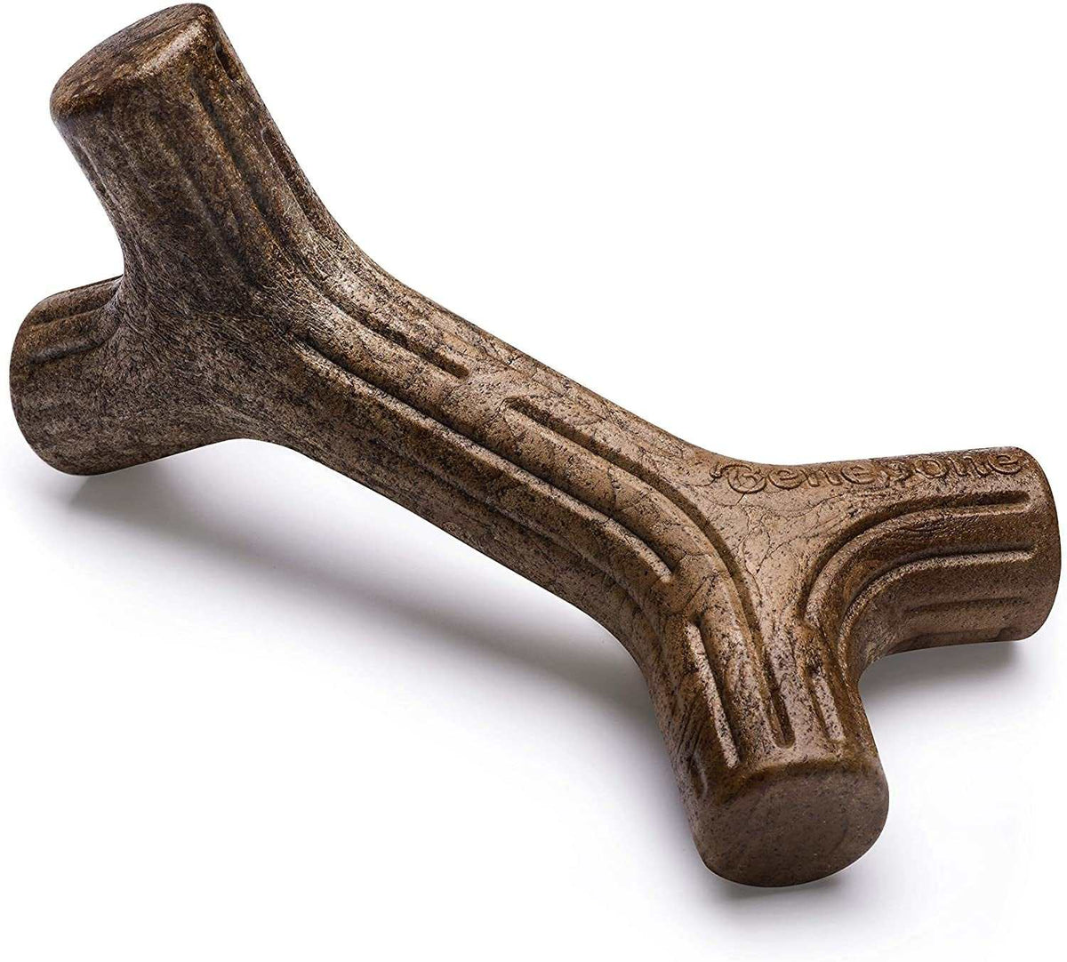 Brown dog chew toy on a white background