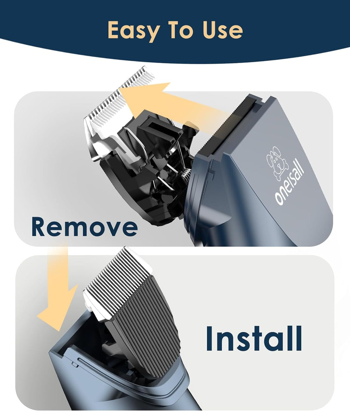 Oneisall Cordless Cat & Dog Hair Clippers โ Low Noise, 2-Speed, LCD Display, 220-Min Battery | 6 Guide Combs Included | Blue MJ's Pet Closet