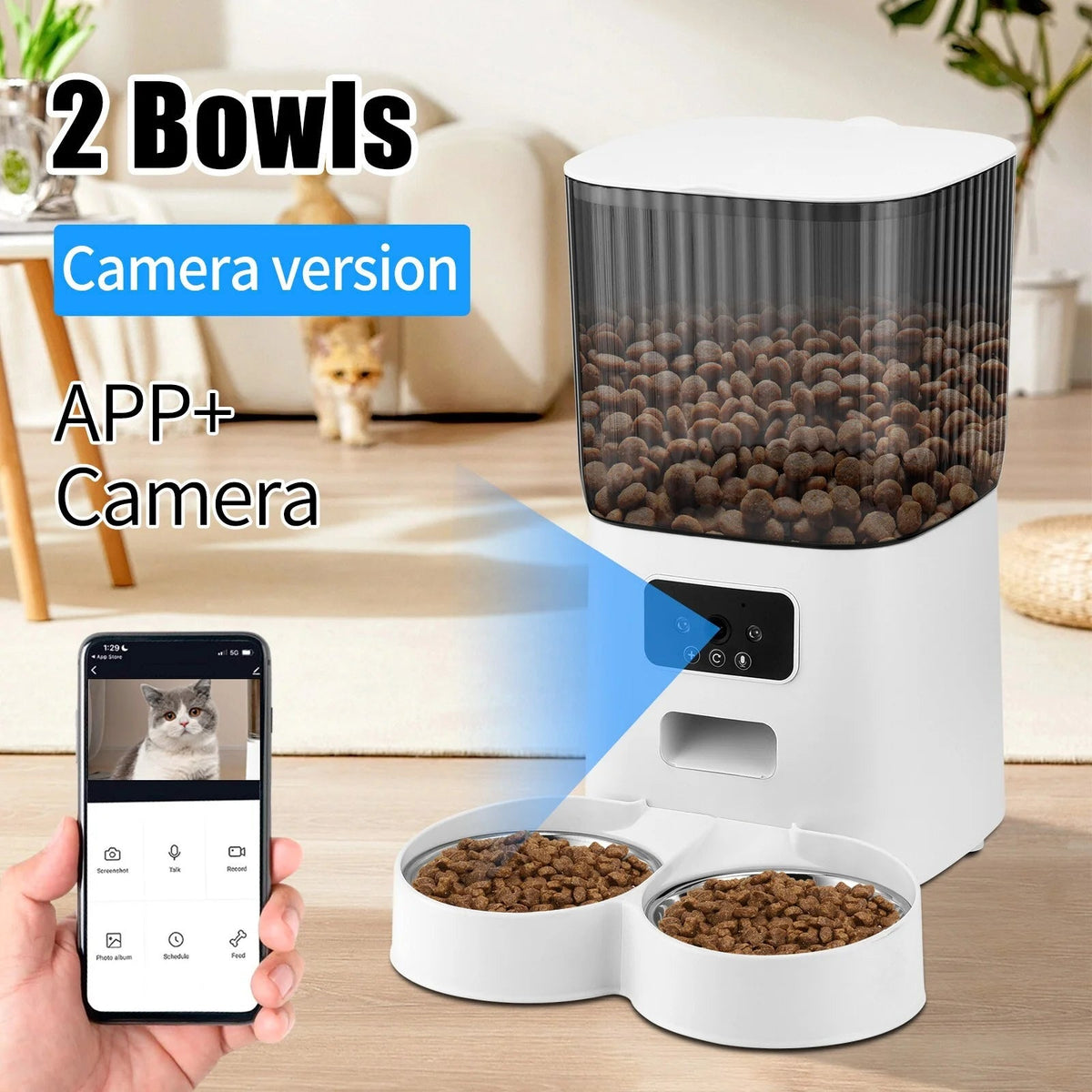 Automatic Pet Feeder with 1080P Camera – App-Controlled, 5L, 15-Day Battery Backup MJ's Pet Closet