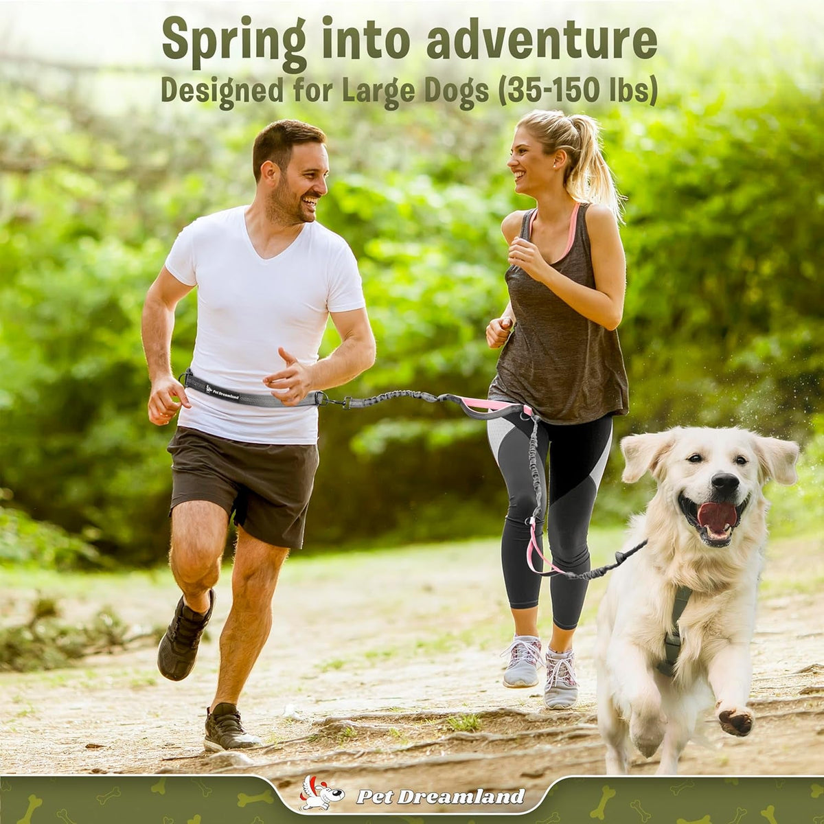 Hands-Free Dog Leash for Large Dogs – Bungee Waist Leash for Running, Hiking & Walking MJ's Pet Closet