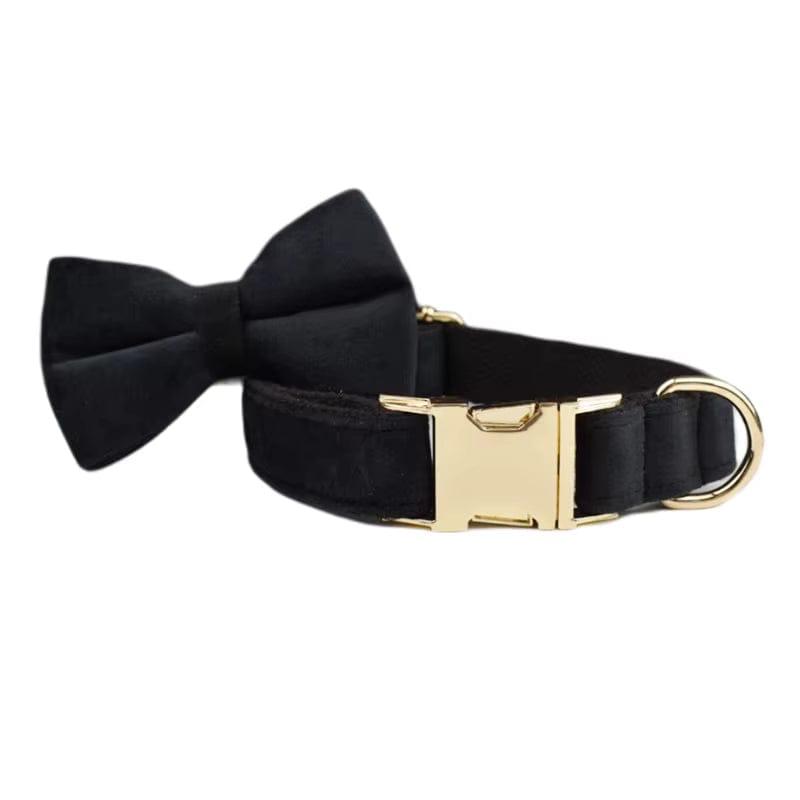 Black Velvet Personalized Dog Harness Set – Custom Engraved Collar & Leash DDPaws