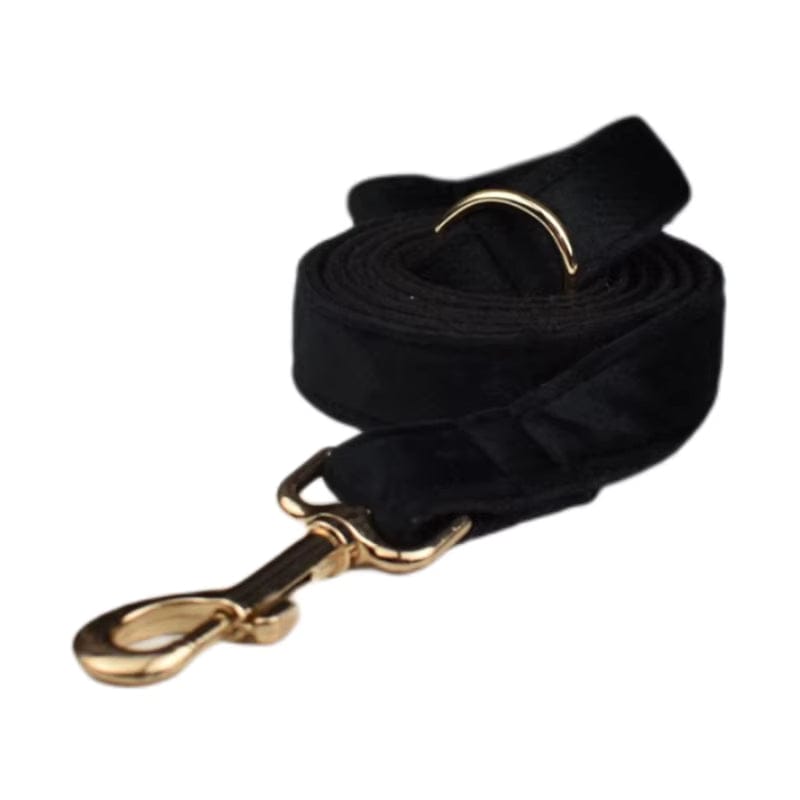 Black Velvet Personalized Dog Harness Set – Custom Engraved Collar & Leash DDPaws
