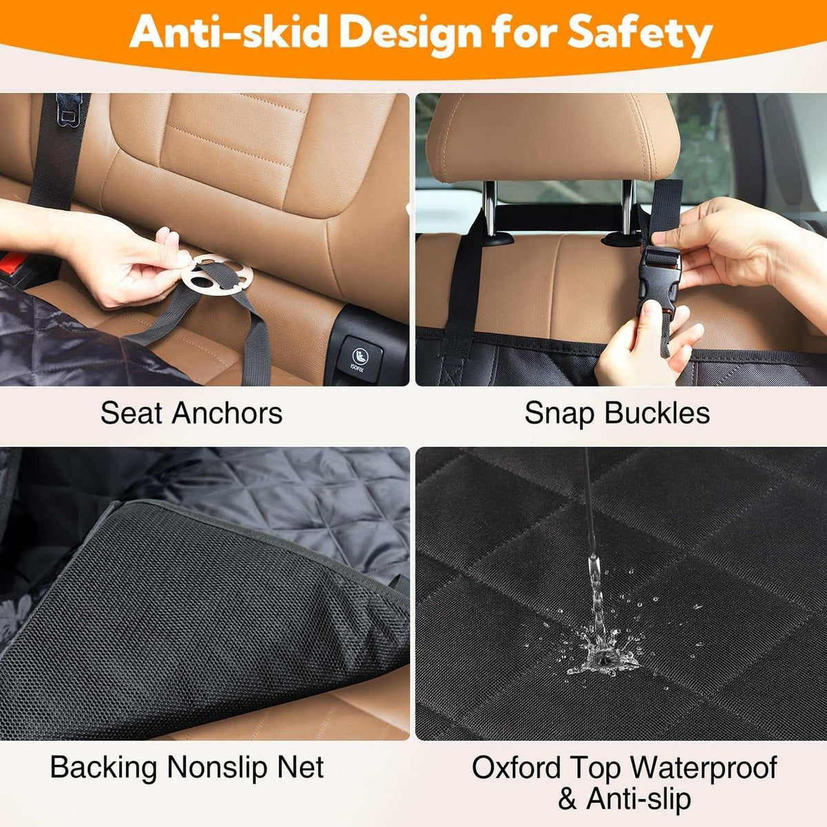 Kytely Waterproof Dog Car Seat Cover – Hammock or Bench Style with Mesh Window, Side Flaps & Anti-Slip Backing | 54"x58" | Black MJ's Pet Closet