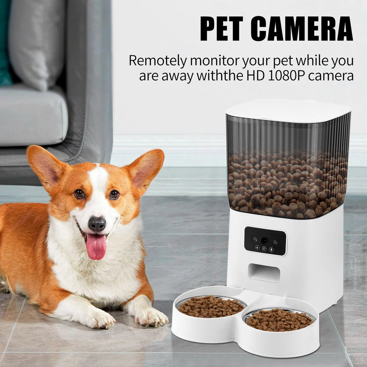 Automatic Pet Feeder with 1080P Camera – App-Controlled, 5L, 15-Day Battery Backup MJ's Pet Closet
