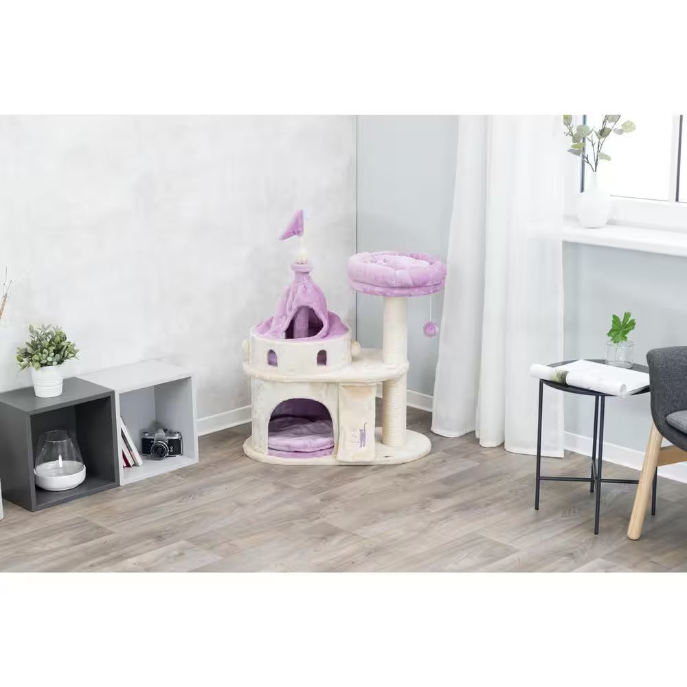 TRIXIE My Kitty Darling Cat Castle – Beige/Purple MJ's Pet Closet