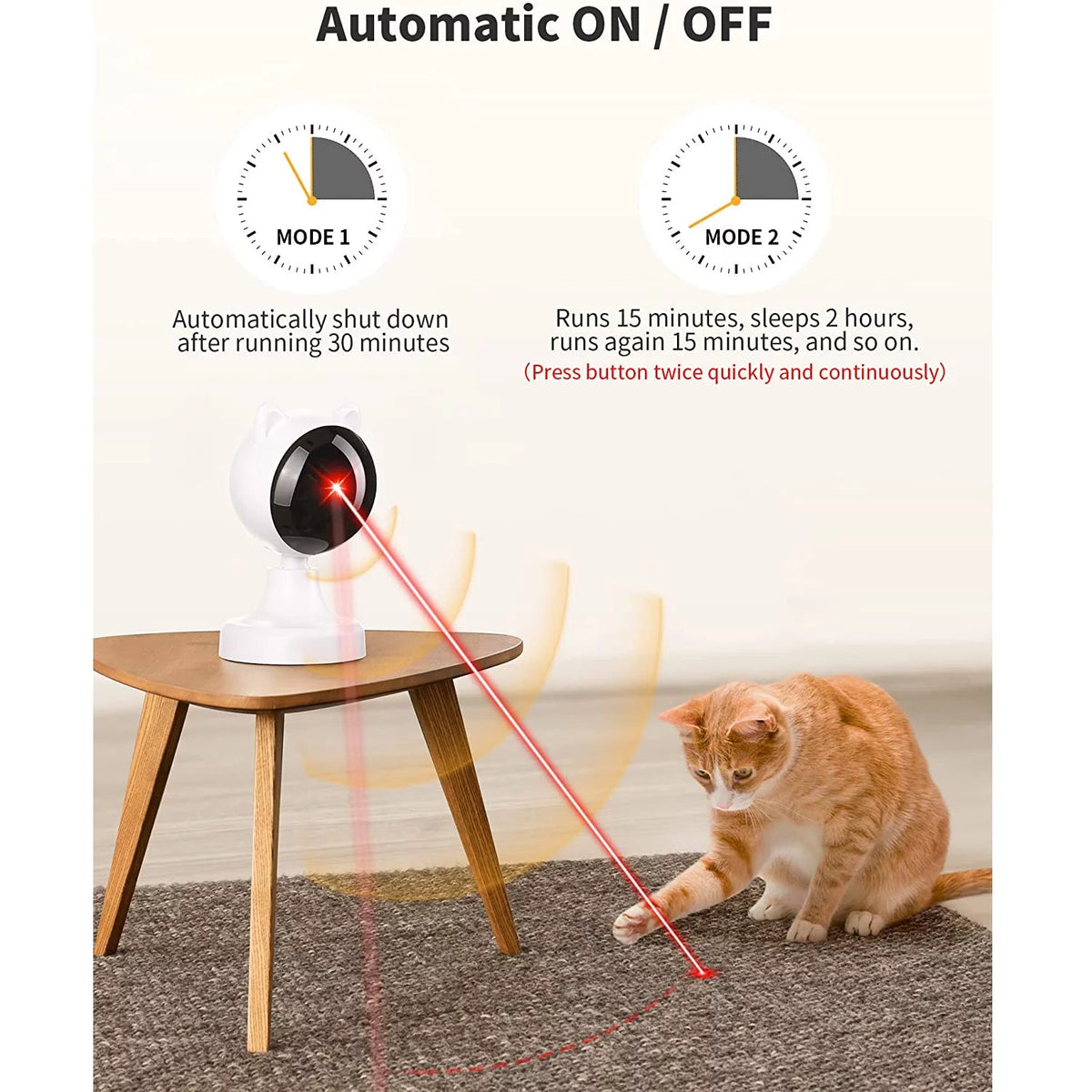 Automatic Cat Laser Toy – 360° Interactive Laser with 2 Speed Modes & USB Rechargeable MJ's Pet Closet