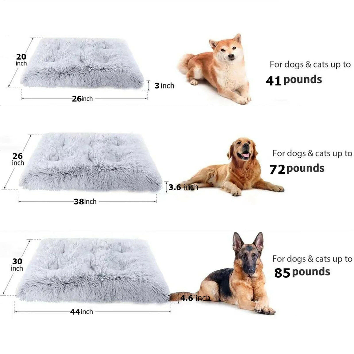 Large Anti-Anxiety Dog Bed Mat – Washable Faux Fur Plush with Non-Slip Base MJ's Pet Closet