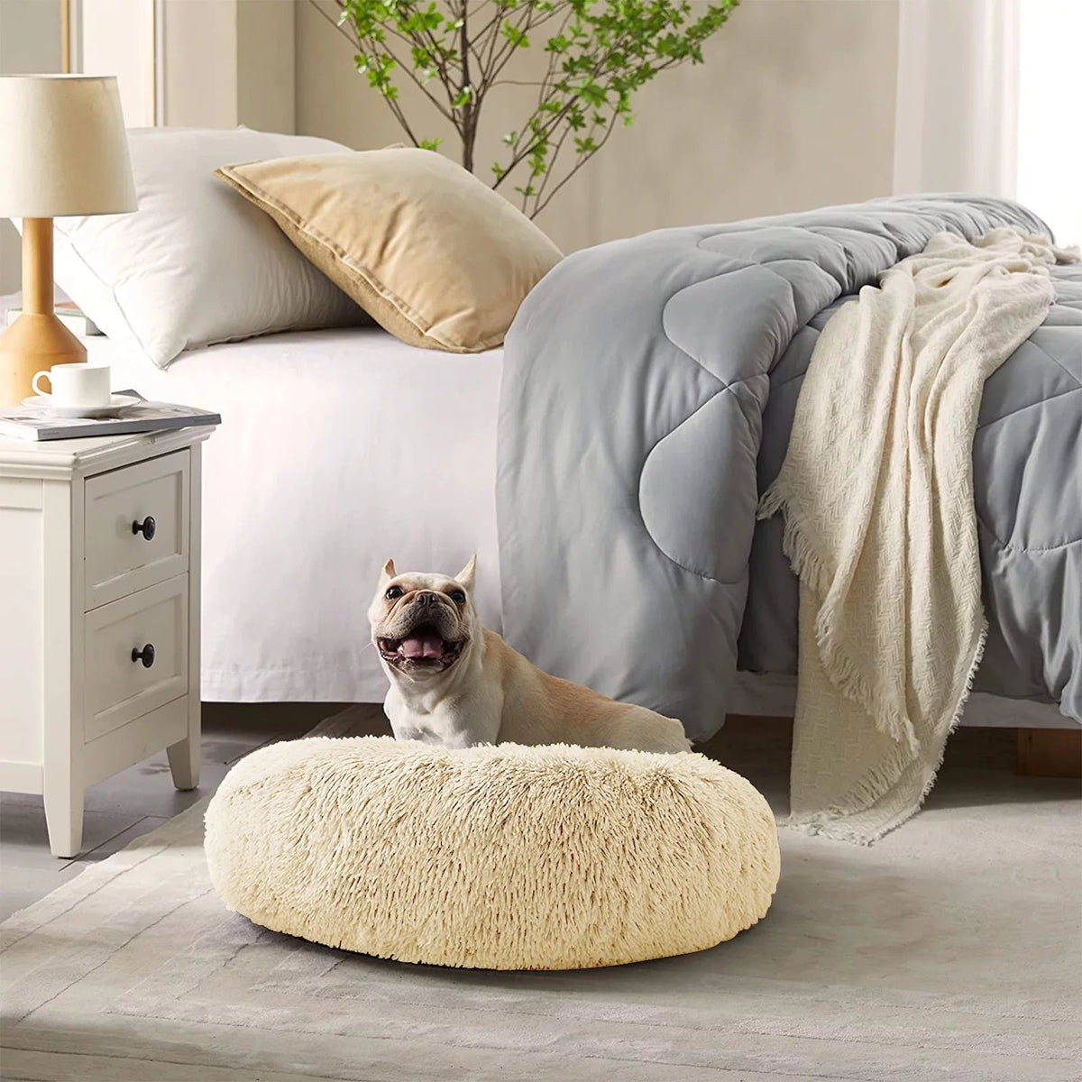 Calming Donut Dog Bed – Self-Warming Anti-Anxiety Plush Bed for Dogs & Cats MJ's Pet Closet