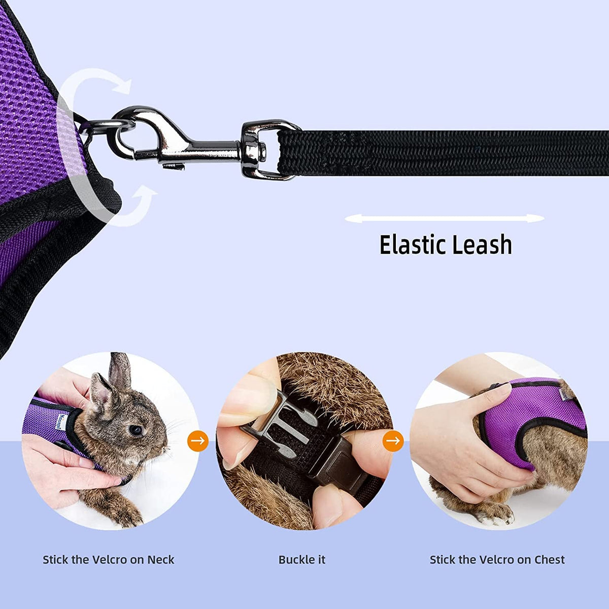 Adjustable Soft Mesh Rabbit Harness with Elastic Leash – Medium, Pink MJ's Pet Closet