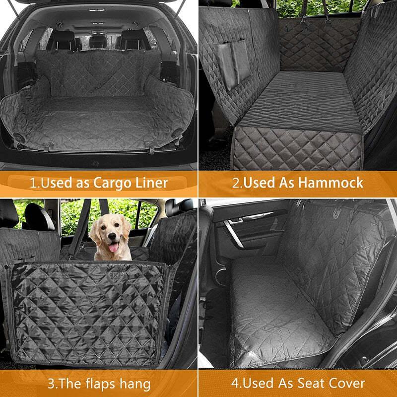 Dog Car Seat Hammock Cover | 100% Waterproof, Non-Slip Backseat Protector with Mesh Window EVSTITAN
