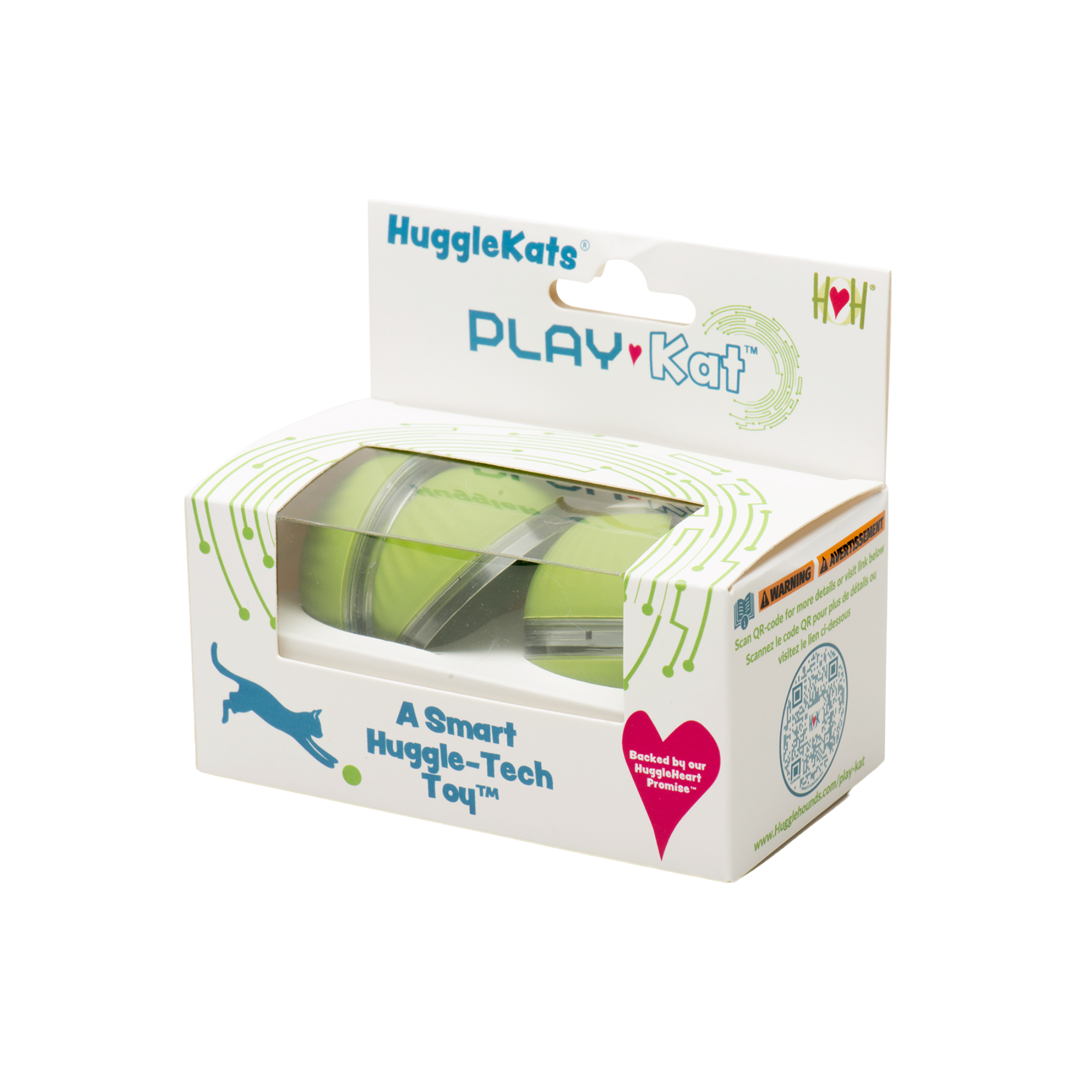 Packaged cat toy with green balls on a white background