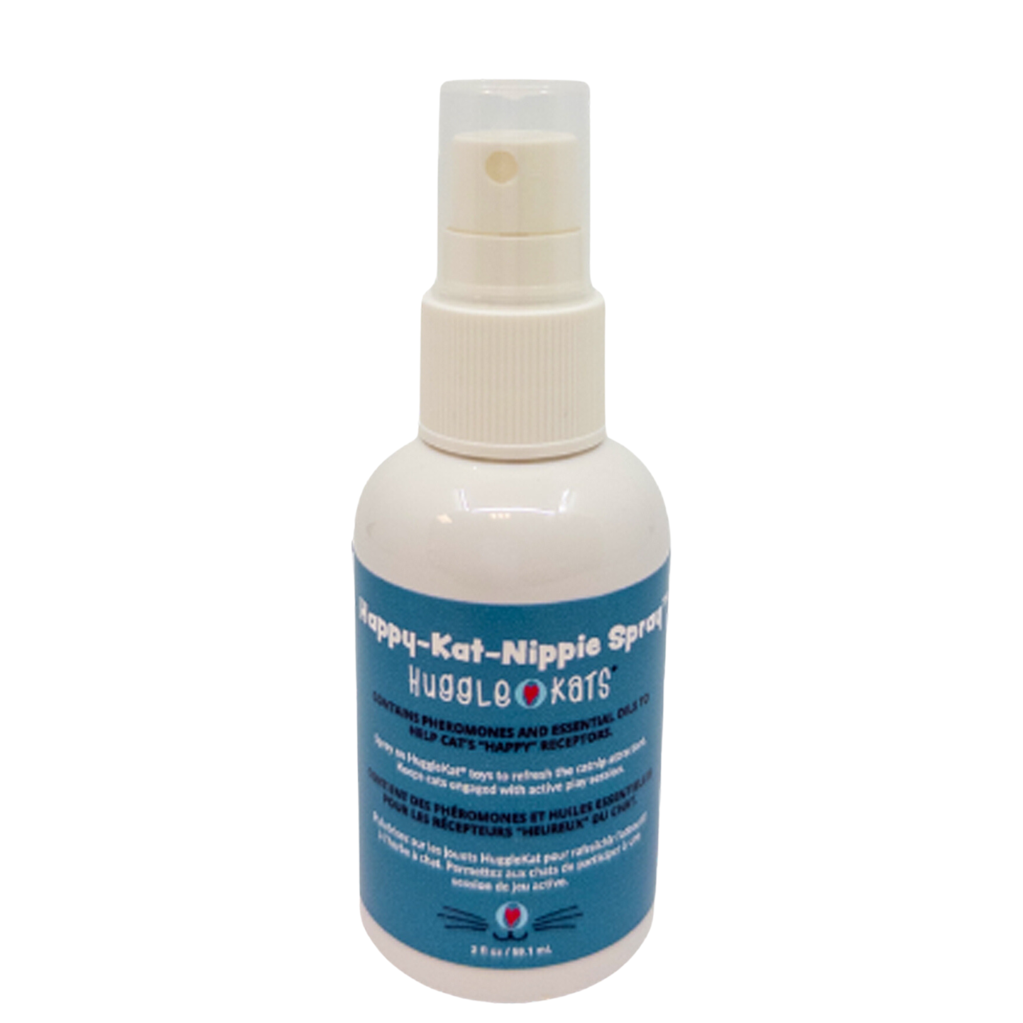 Spray bottle with blue label on a white background