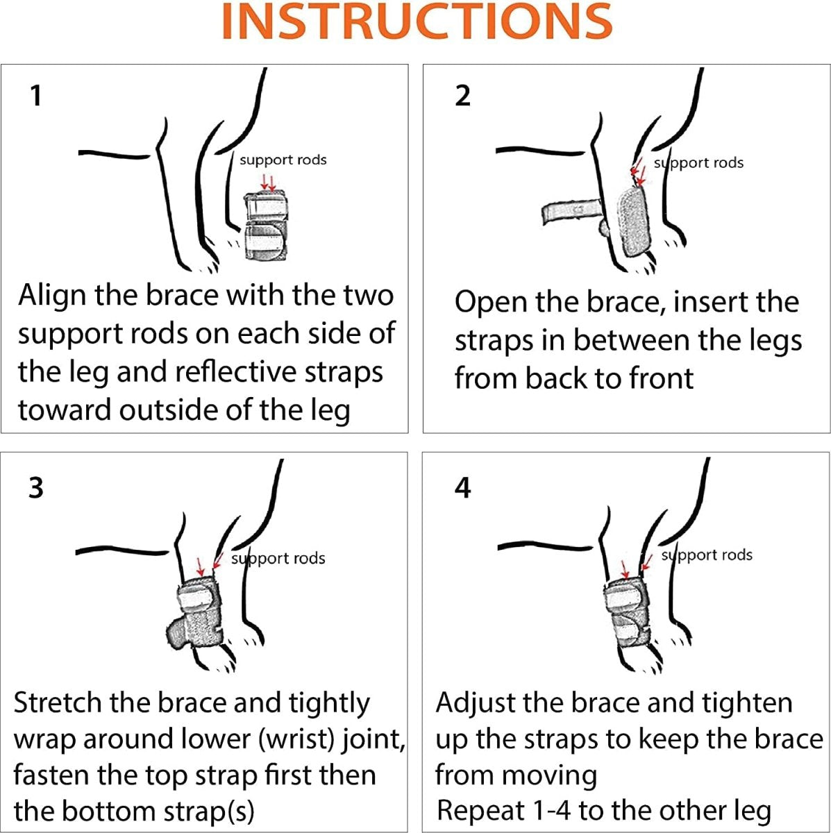 NeoAlly 3-in-1 Front Leg Dog Splint Brace – Rigid & Spring Inserts (Pair) Neoallypets