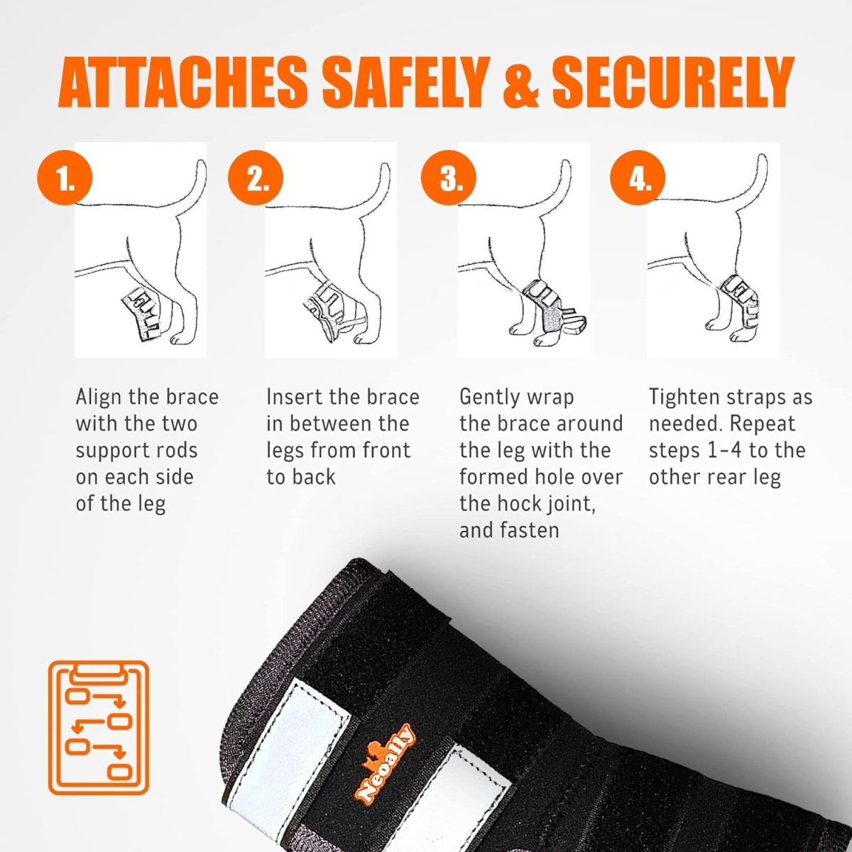 NeoAlly Rear Leg Hock Brace for Large Dogs – Reflective Straps (Pair) Neoallypets