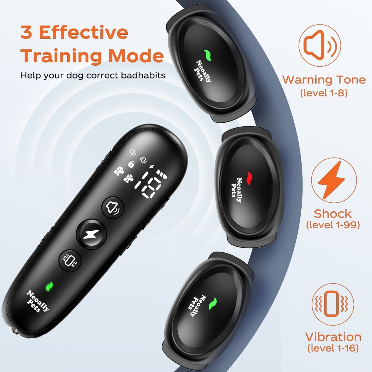 NeoAlly Remote Dog Training Collar with LED Lights (8–150 lbs) Neoallypets