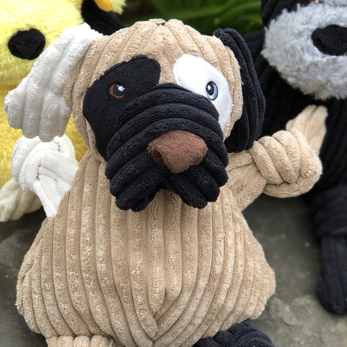 Patches HuggleMutt™ Knottie® Plush Dog Toy – Large, 5-Squeaker Tug Toy HuggleHounds
