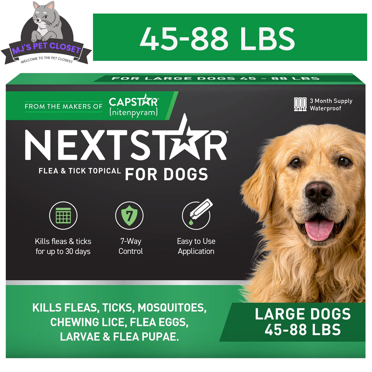 NEXTSTAR Flea & Tick Topical for Dogs 45-88 lbs – 3-Month Supply MJ's Pet Closet