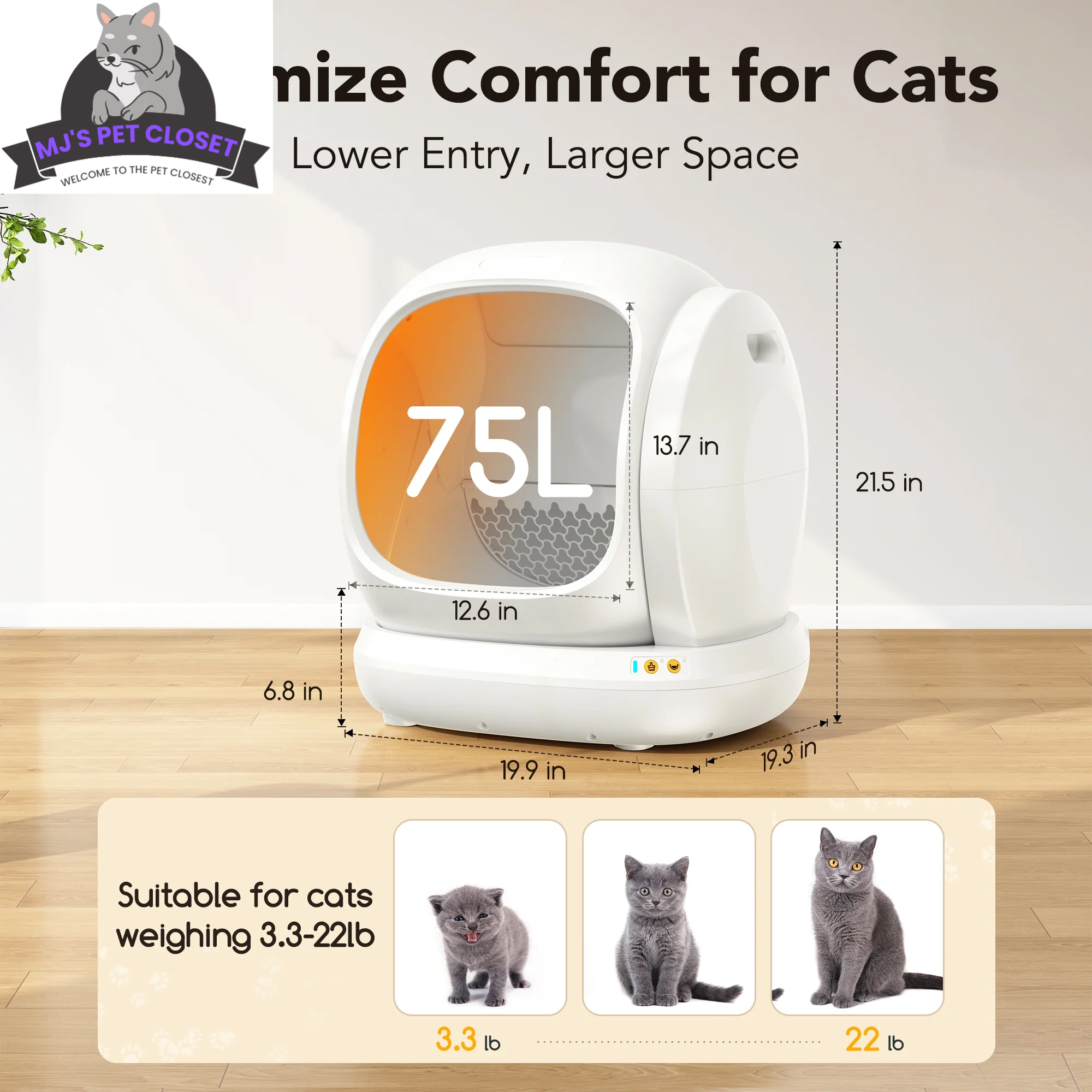 AIRPET Smart Self-Cleaning Cat Litter Box – 75L, Multi-Cat, App Controlled MJ's Pet Closet