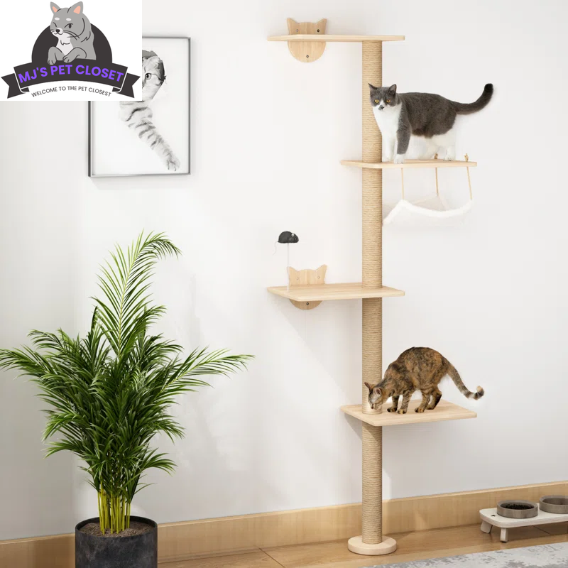 Darkiel 7-Piece Wall-Mounted Cat Climbing Tower – Space-Saving Shelf Set MJ's Pet Closet