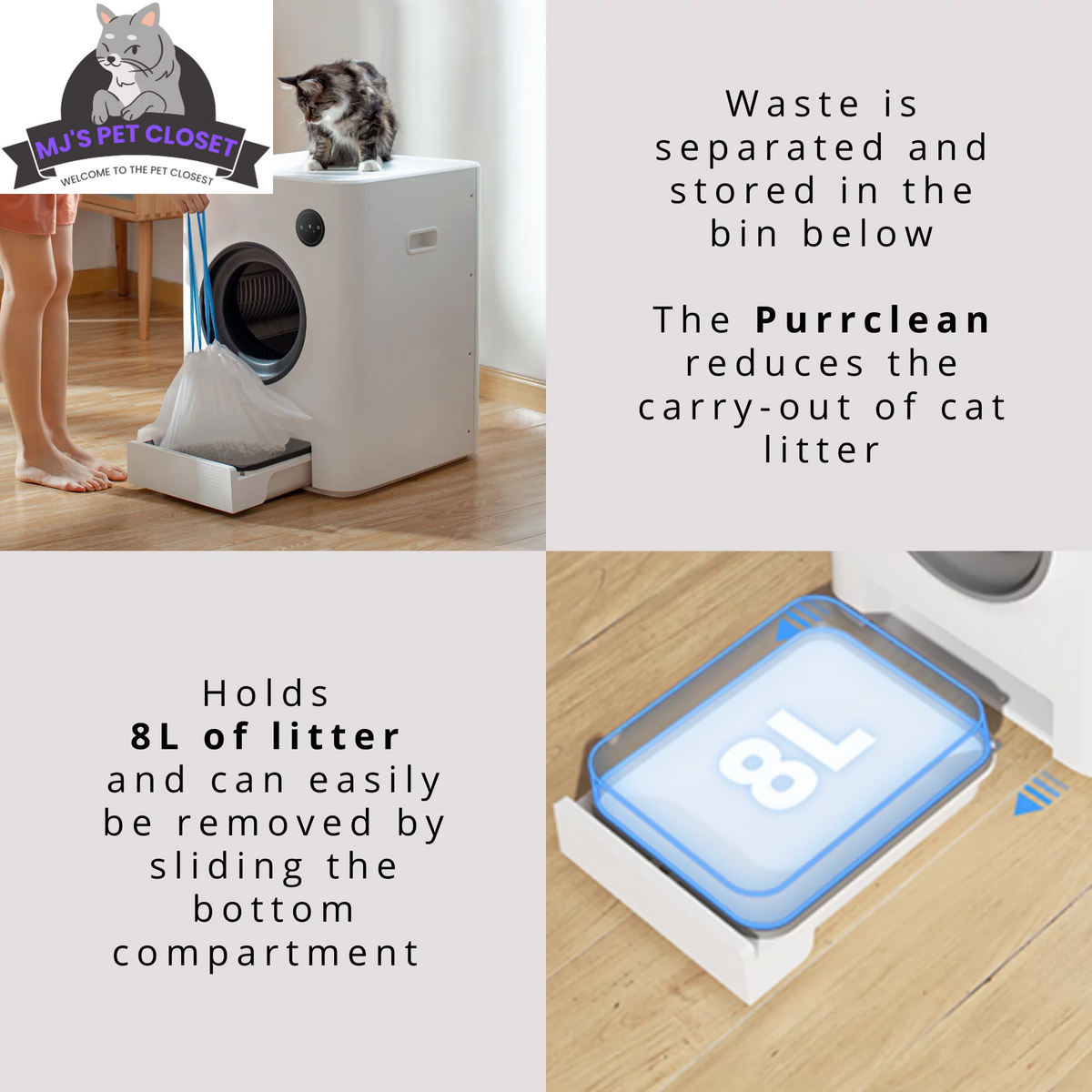 Purrclean Self-Cleaning Cat Litter Box – App Controlled, WiFi Enabled MJ's Pet Closet