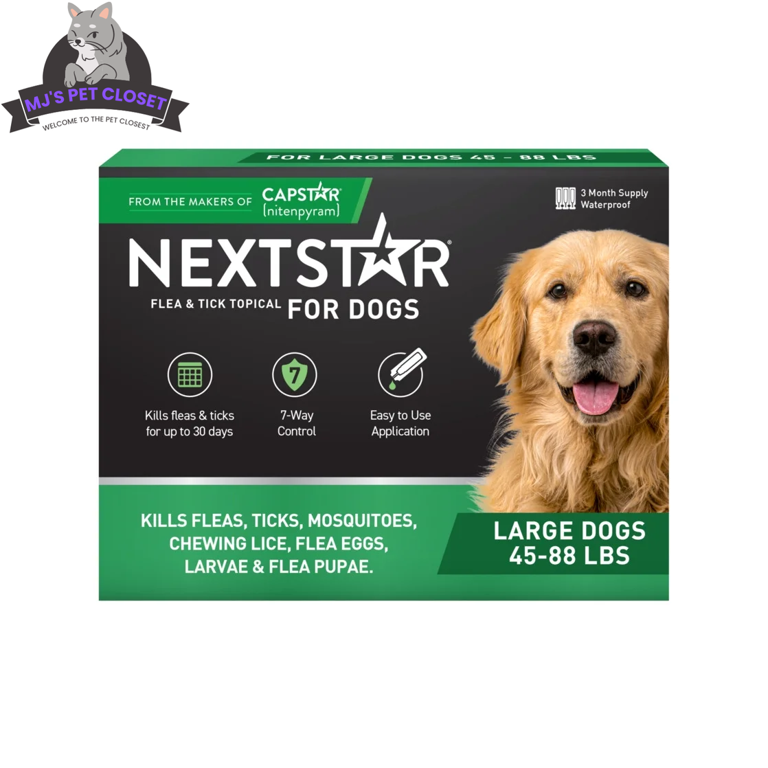 NEXTSTAR Flea & Tick Topical for Dogs 45-88 lbs – 3-Month Supply MJ's Pet Closet