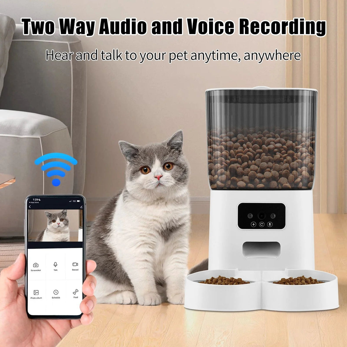 Automatic Pet Feeder with 1080P Camera – App-Controlled, 5L, 15-Day Battery Backup MJ's Pet Closet