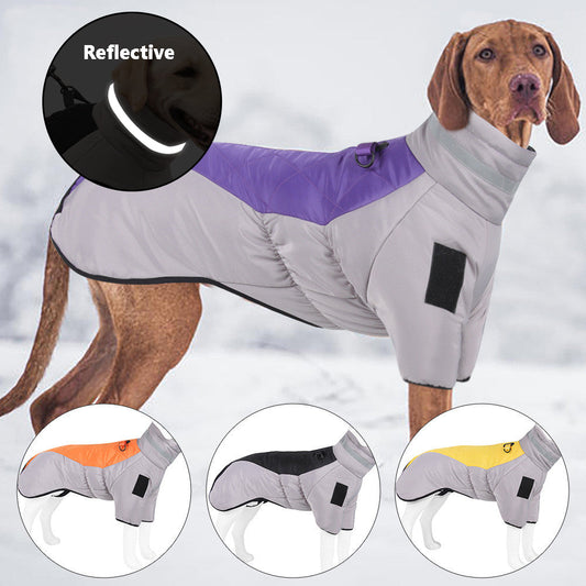 Gray thickened reflective winter coat for large dogs