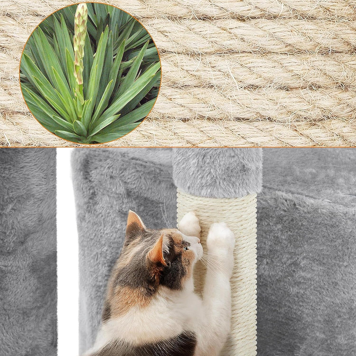 34.5" Multi-Level Cat Tree Tower with Condo, Basket, Nest & Sisal Scratching Posts – Light Gray MJ's Pet Closet