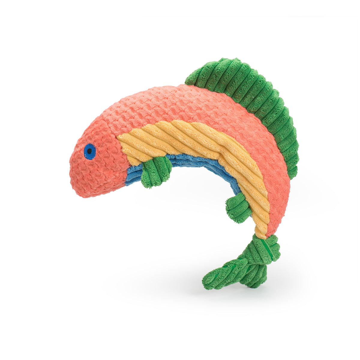 Raucous Rainbow Trout Knottie® Plush Dog Toy – Squeaky Fish Toy for Dogs HuggleHounds