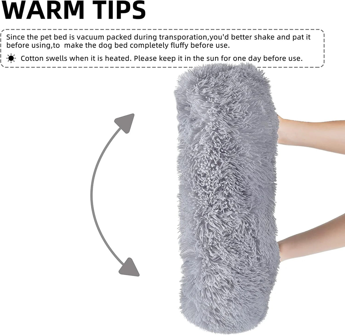 Plush Cat Bed for Indoor Cats & Small Dogs – Super Soft PP Cotton with Non-Slip Waterproof Bottom | 26"x22" | Light Gray MJ's Pet Closet