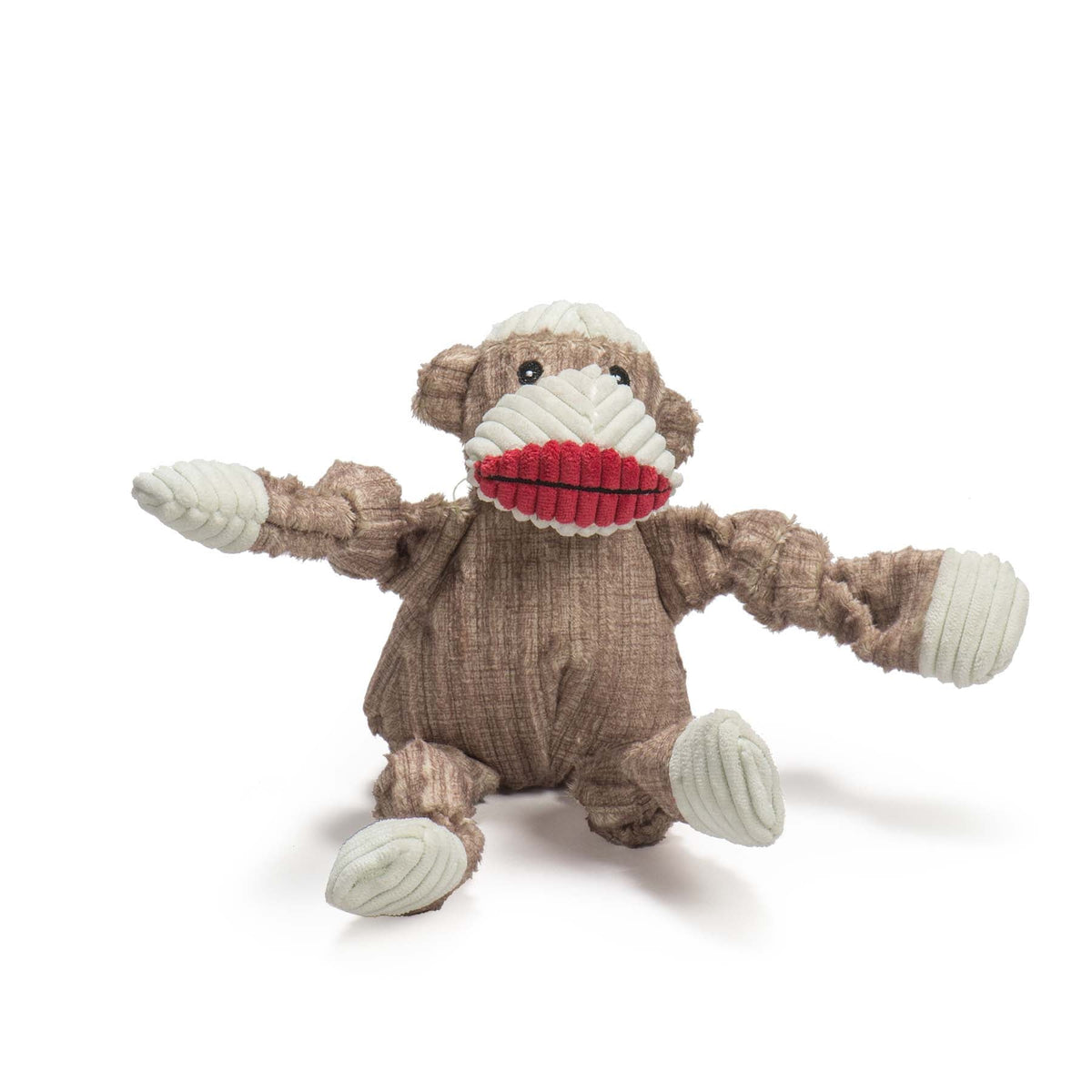 Stuey Sock Monkey Knottie® Plush Dog Toy – 5-Squeaker Tug & Chew Toy HuggleHounds