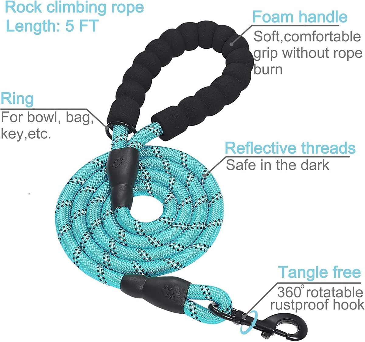 Martingale Dog Training Collar & Leash Set – 2-Pack with Quick-Release Buckle for Small, Medium & Large Dogs | Turquoise MJ's Pet Closet