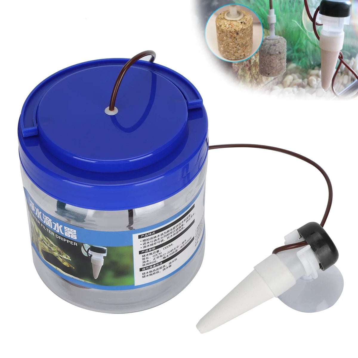 Reptile Water Dripper with 1300ml Tank – Slow Drip Hydration System for Crested Geckos, Lizards & Small Reptiles | Adjustable Drip Rate MJ's Pet Closet
