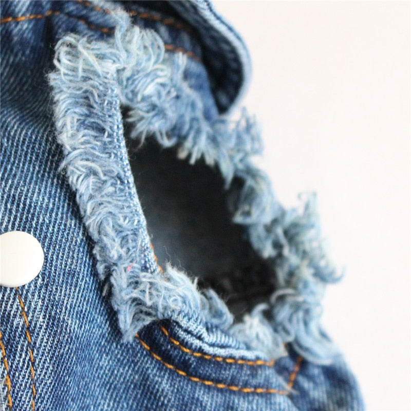 Blue Denim Pet Jacket | Dog & Cat Jean Vest Coat | Button Snap | XS–2XL Furr Baby Gifts