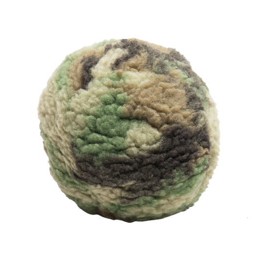 Camouflage-patterned ball on a white background
