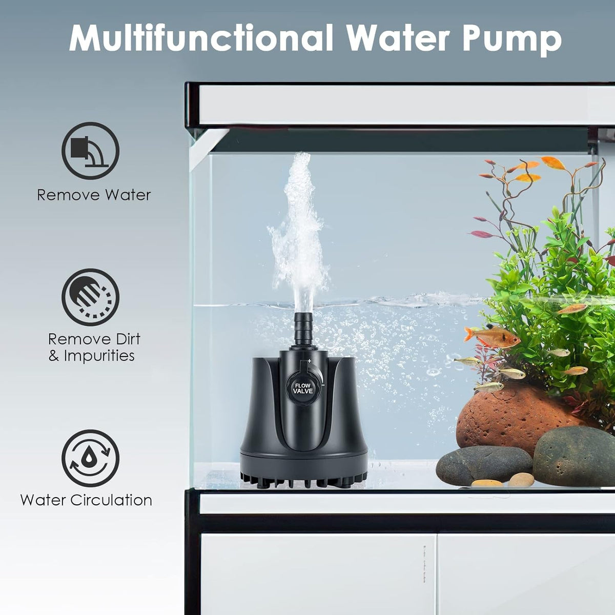 AQQA Submersible Aquarium Water Pump – 60W 800GPH Adjustable Flow | Water Change, Circulation & Filtration for Fish Tanks & Ponds MJ's Pet Closet