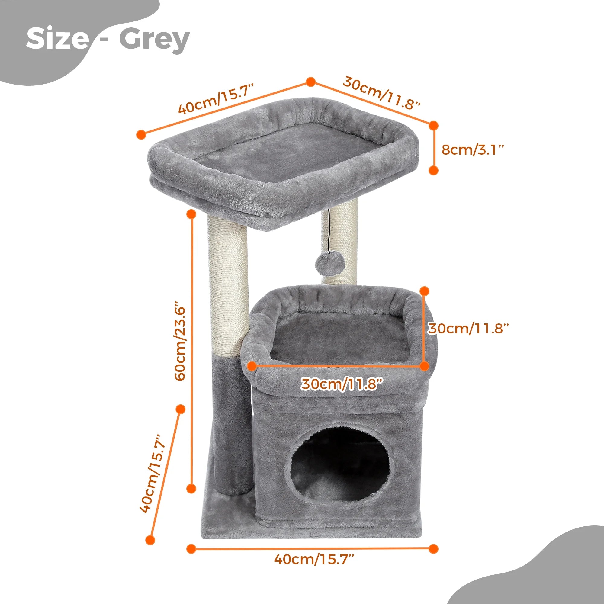PAWZ Road Cozy Gray Cat Tree Condo – 27" Multi-Level Tower for Kittens & Medium Cats MJ's Pet Closet