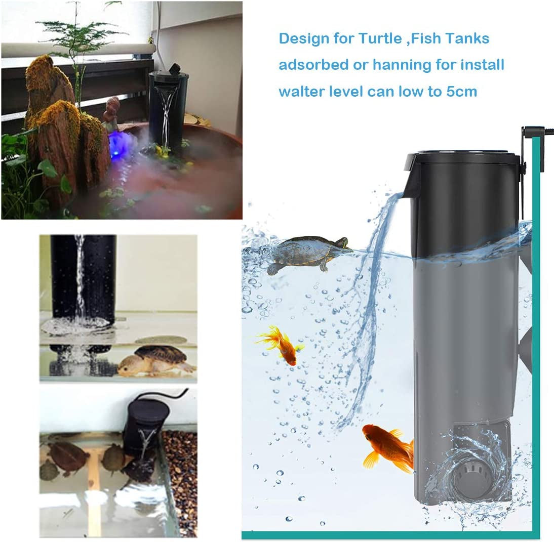 Aquarium Hang-On Waterfall Filter with Dual Biochemical Filtration – 400L/H for Turtle, Fish & Amphibian Tanks up to 20 Gallons MJ's Pet Closet
