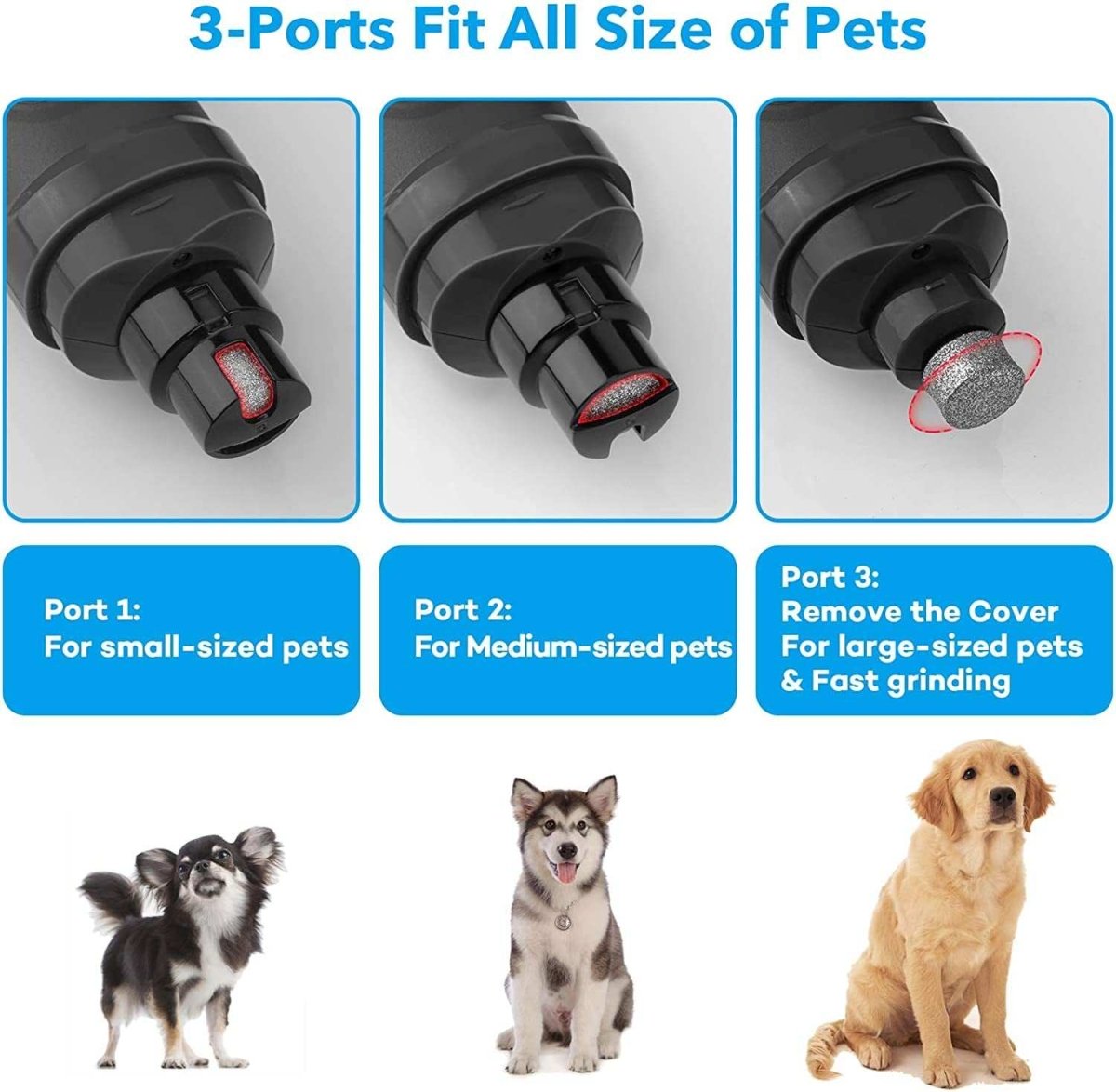 Dog Nail Grinder with 2 LED Lights – 7000–8000 RPM Electric Nail Trimmer for Small, Medium & Large Dogs MJ's Pet Closet