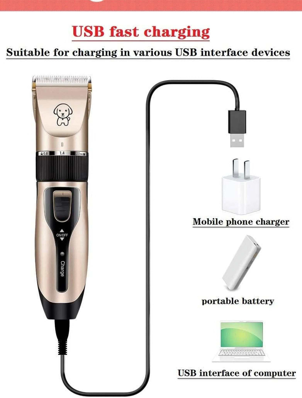 Cordless Rechargeable Dog Clippers – Low Noise Pet Grooming Kit with Hair Trimmer, Comb & Scissors for Dogs & Cats MJ's Pet Closet
