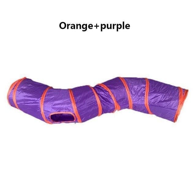 Collapsible Cat Tunnel Toy | Foldable S-Tube with Crinkle Sides & Peepholes | 2–5 Holes Stevvex