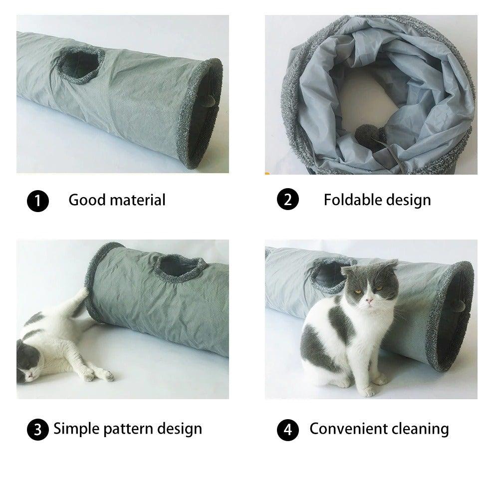 Collapsible Cat Tunnel Toy | Foldable S-Tube with Crinkle Sides & Peepholes | 2–5 Holes Stevvex