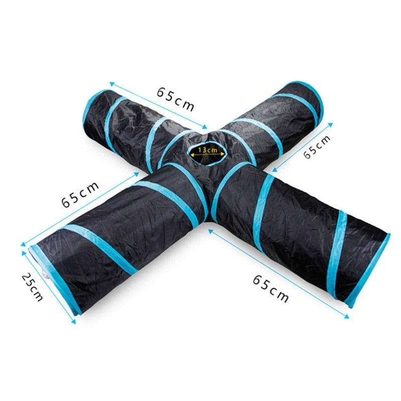 Collapsible Cat Tunnel Toy | Foldable S-Tube with Crinkle Sides & Peepholes | 2–5 Holes Stevvex