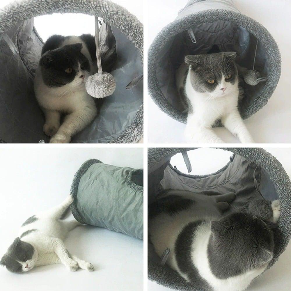 Collapsible Cat Tunnel Toy | Foldable S-Tube with Crinkle Sides & Peepholes | 2–5 Holes Stevvex