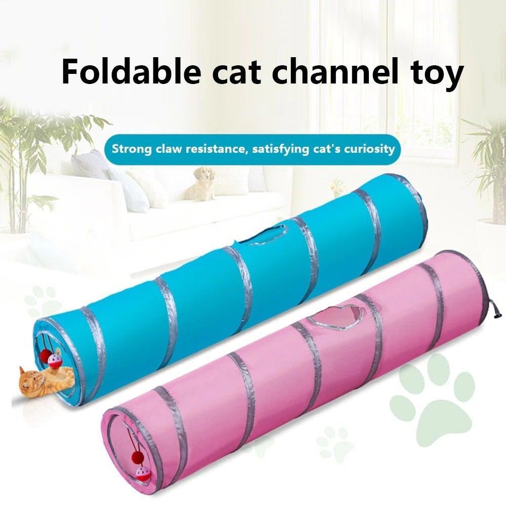 Collapsible Cat Tunnel Toy | Foldable S-Tube with Crinkle Sides & Peepholes | 2–5 Holes Stevvex