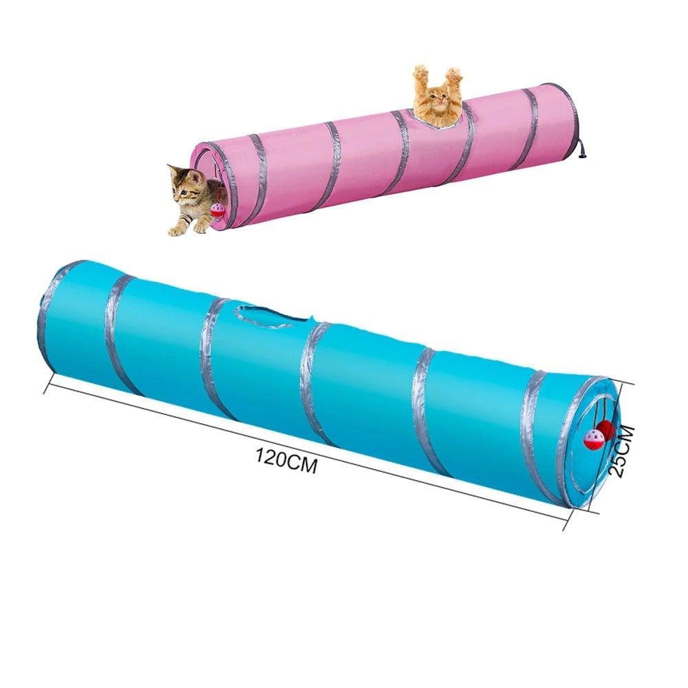 Collapsible Cat Tunnel Toy | Foldable S-Tube with Crinkle Sides & Peepholes | 2–5 Holes Stevvex