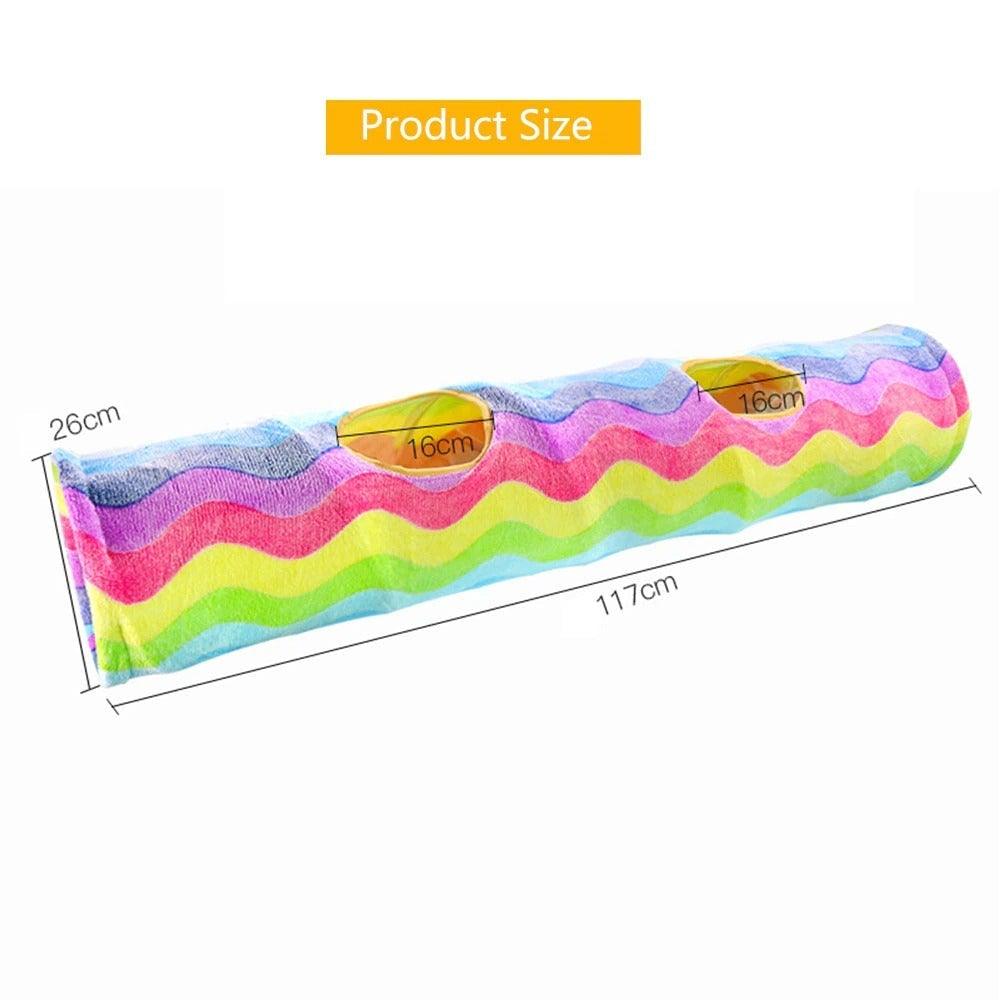Collapsible Cat Tunnel Toy | Foldable S-Tube with Crinkle Sides & Peepholes | 2–5 Holes Stevvex