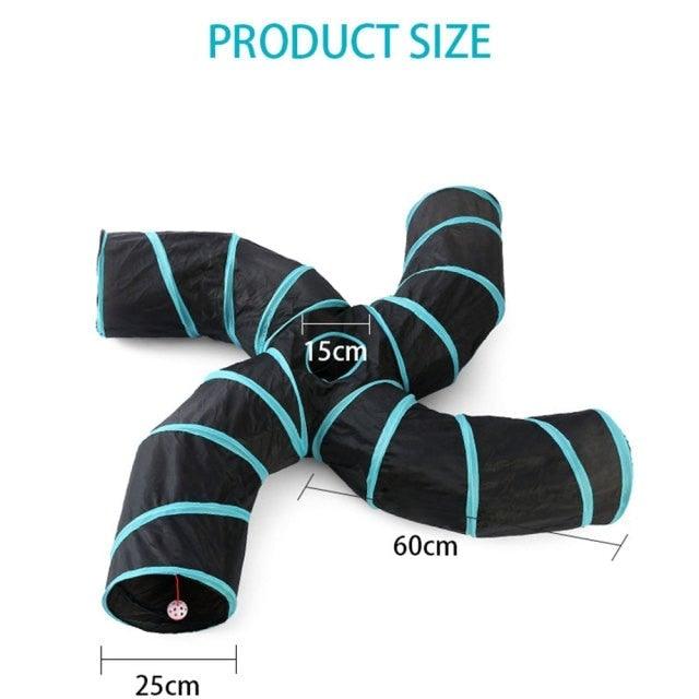 Collapsible Cat Tunnel Toy | Foldable S-Tube with Crinkle Sides & Peepholes | 2–5 Holes Stevvex