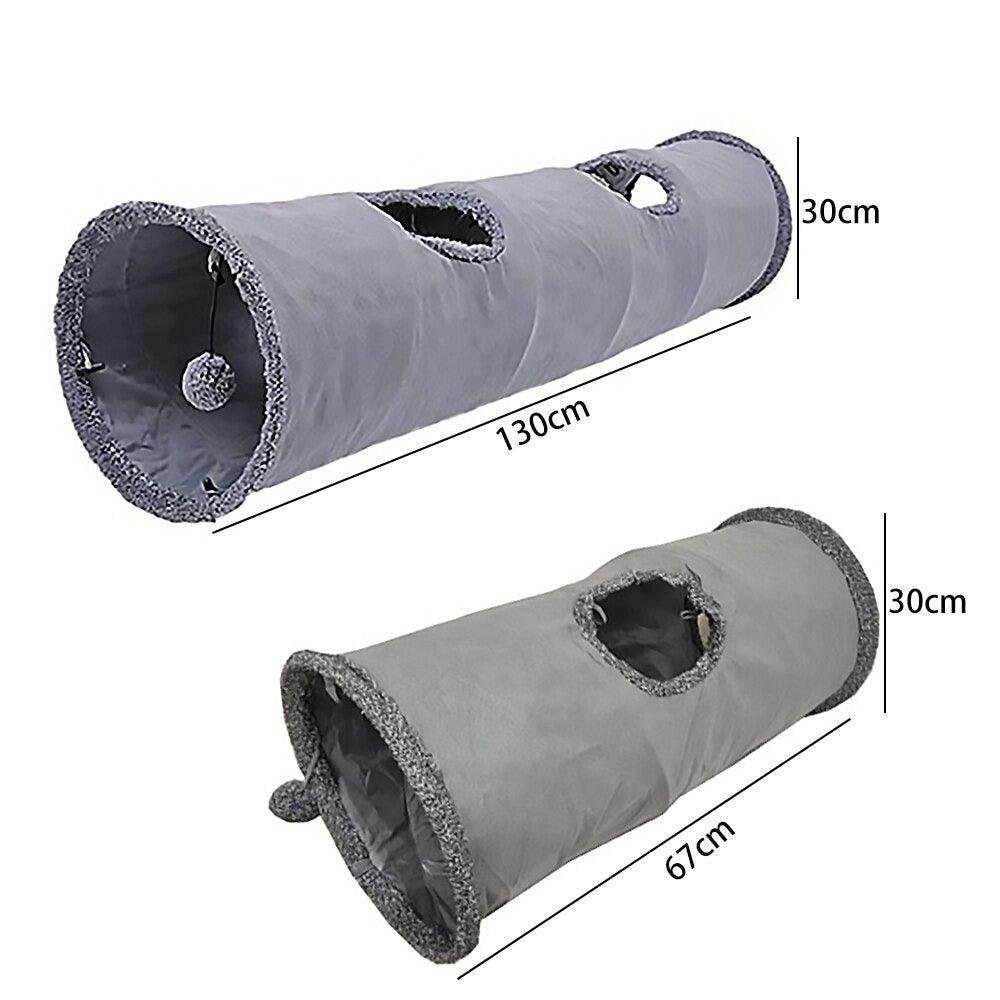 Collapsible Cat Tunnel Toy | Foldable S-Tube with Crinkle Sides & Peepholes | 2–5 Holes Stevvex