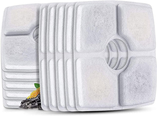 Set of white filter pads with a central circular design on a white background